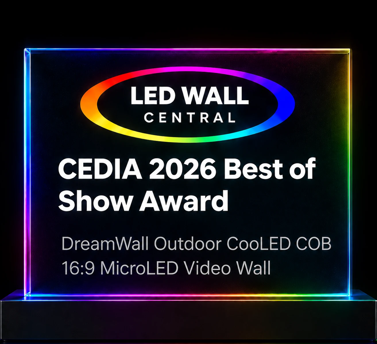 LED Wall Central CEDIA 2026 Best of Show Award for DreamWall Outdoor CooLED COB 16:9 MicroLED Video Wall