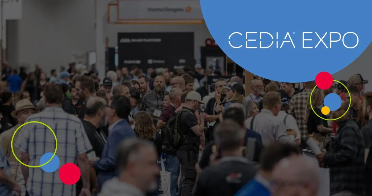 CEDIA Expo branding over a crowded exhibition floor
