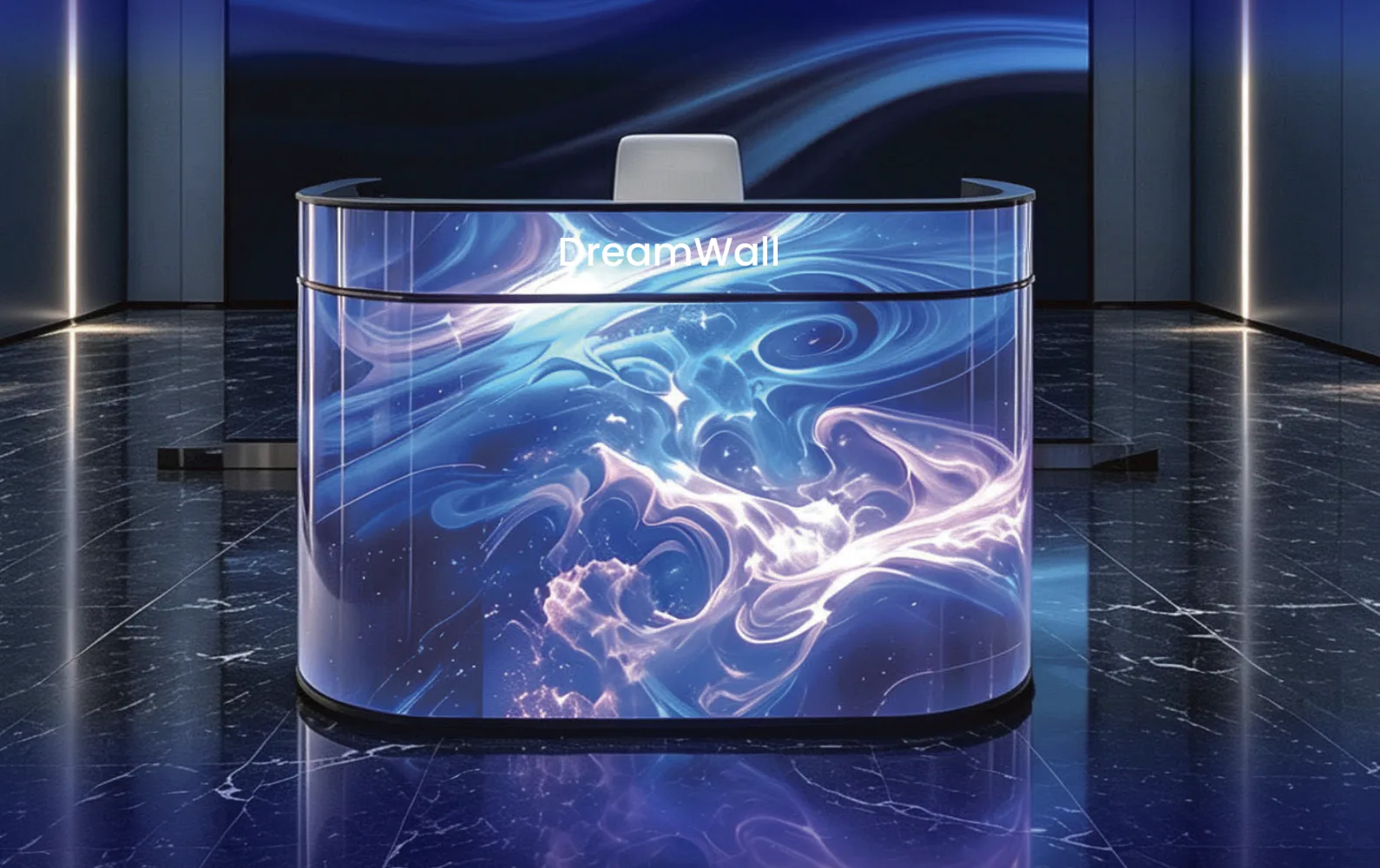 Curved DreamWall LED display podium
